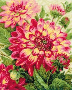 Picture of RIOLIS Counted Cross Stitch Kit 15.75"X19.75"-Dahlias (10 Count)
