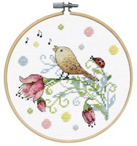 Picture of Design Works Counted Cross Stitch Kit 8" Round-Bird (11 Count)