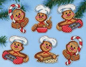 Picture of Design Works Plastic Canvas Ornament Kit 3.5"X3.5" Set of 6-Gingerbread (14 Count)