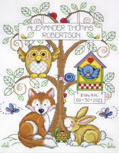 Picture of Design Works Counted Cross Stitch Kit 11"X14"-Baby's Forest (14 Count)
