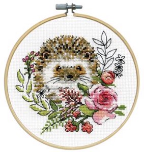 Picture of Design Works Counted Cross Stitch Kit 8" Round-Hedgehog (11 Count)