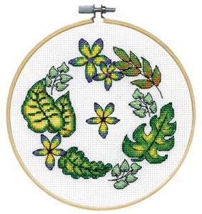 Picture of Design Works Counted Cross Stitch Kit 8" Round-Ferns (11 Count)