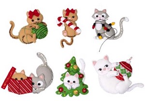 Picture of Bucilla Felt Ornaments Applique Kit Set Of 6-Frisky Kitties