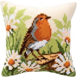 Picture of Vervaco Stamped Cross Stitch Cushion Kit 16"X16"-Robin