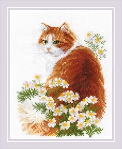 Picture of RIOLIS Counted Cross Stitch Kit 9.5"X11.75"-Ginger Meow (10 Count)