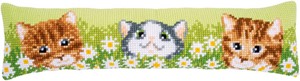 Picture of Vervaco Stamped Cross Stitch Draft Stopper Kit 8"X32"-Cats Among Daisies