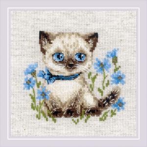 Picture of RIOLIS Counted Cross Stitch Kit 6"X6"-Siamese Kitten (14 Count)