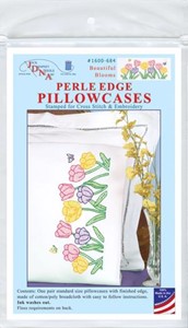 Picture of Jack Dempsey Stamped Pillowcases W/White Perle Edge 2/Pkg-Beautiful Blooms