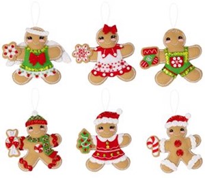Picture of Bucilla Felt Ornaments Applique Kit Set Of 6-Dressed Up Gingerbread