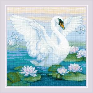Picture of RIOLIS Counted Cross Stitch Kit 11.75"X11.75"-White Swan (10 Count)