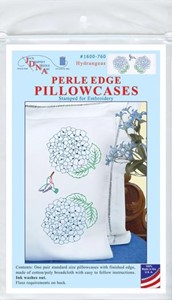 Picture of Jack Dempsey Stamped Pillowcases W/White Perle Edge 2/Pkg-Hydrangeas