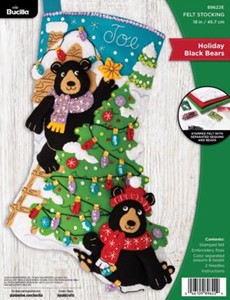 Picture of Bucilla Felt Stocking Applique Kit 18" Long-Holiday Black Bears