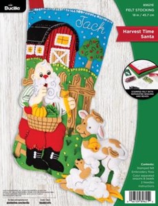 Picture of Bucilla Felt Stocking Applique Kit 18" Long-Harvest Time Santa