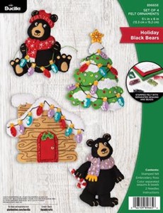 Picture of Bucilla Felt Ornaments Applique Kit Set Of 4-Holiday Black Bears