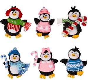 Picture of Bucilla Felt Ornaments Applique Kit Set Of 6-Winter Land Penguins