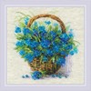 Picture of RIOLIS Counted Cross Stitch Kit 8.75"X8.75"-Forget Me Knots In A Basket ((14 Count)