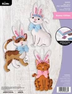 Picture of Bucilla Felt Ornaments Applique Kit Set Of 3-Bunny Kitties