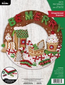Picture of Bucilla Felt Wreath Applique Kit 15" Round-Gingerbread Express