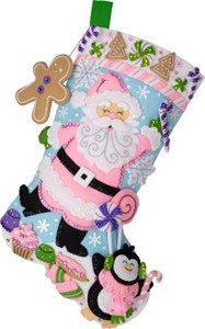 Picture of Bucilla Felt Stocking Applique Kit 18" Long-Lollipop Santa